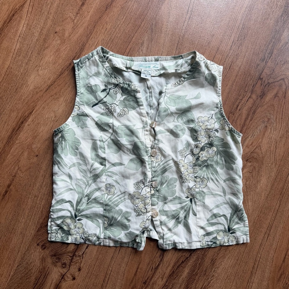 Vintage 100% Silk Cottagecore Floral Vest Women’s Medium